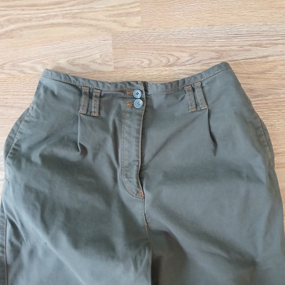 Massimo Dutti High Rise Wide Leg Stretch Trouser Pants Green Size Medium - Picture 3 of 8